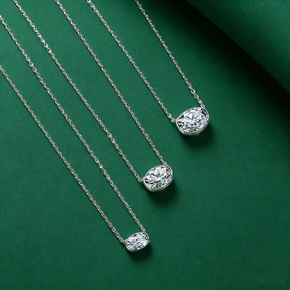 Colar de Moissanite Oval com M - Bezels Set Pendant avaliação e preço